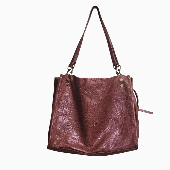 American Leather Co. Handbags - Elegant Brown Embossed Leather Tote